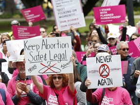 People gather at the California state capitol to rally in support of abortion rights on May 21, 2019, in Sacramento.