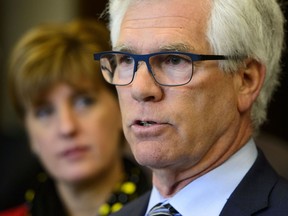 Jim Carr, Minister of International Trade Diversification and Marie-Claude Bibeau, Minister of Agriculture and Agri-Food provide an update on the government's response to the canola trade dispute with China during a press conference on Parliament Hill in Ottawa on Wednesday, May 1, 2019.THE CANADIAN PRESS/Sean Kilpatrick