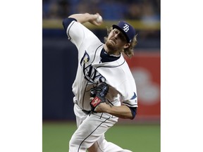 Tampa Bay Rays opening pitcher Ryne Stanek delivers to a Los Angeles Dodgers batter during the first inning of a baseball game Wednesday, May 22, 2019, in St. Petersburg, Fla.