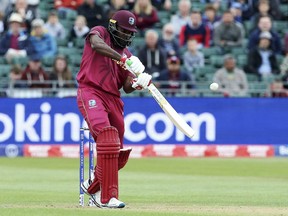 West Indies' Chris Gayle in batting action during the Cricket World Cup Warm up match against New Zealand at the Bristol County Ground, Bristol, England, Tuesday May 28, 2019.