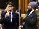Prime Minister Justin Trudeau and NDP leader Jagmeet Singh during question period in the House of Commons on May 14, 2019.