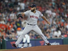 Boston Red Sox starting pitcher Eduardo Rodriguez throws against the Houston Astros during the first inning of a baseball game Sunday, May 26, 2019, in Houston.