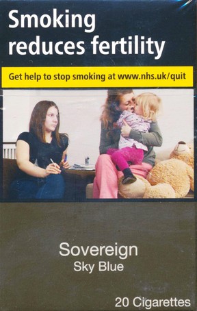 A cigarette pack sold in the U.K.