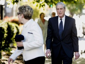 FILE - In this April 21, 2019, file photo, special counsel Robert Mueller and his wife Ann Cabell Standish, left, arrive for Easter services at St. John's Episcopal Church in Washington. Rep. Jerrold Nadler, the chairman of the House Judiciary Committee, says sMueller won't appear before his panel next week, despite the committee's hope that Mueller would testify May 15.