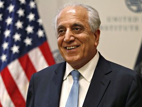 FILE - In this Feb. 8, 2019, file photo, Special Representative for Afghanistan Reconciliation Zalmay Khalilzad at the U.S. Institute of Peace, in Washington. Khalilzad was met with skepticism on Capitol Hill Wednesday, May 22, as he briefed lawmakers on peace talks with the Taliban aimed at ending the 17-year war in Afghanistan.