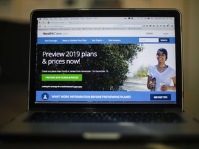 FILE - In this Oct. 31, 2018, file photo, the HealthCare.gov website is photographed in Washington. The Trump administration is arguing in court that the entire Affordable Care Act should be struck down as unconstitutional. But at the same time Justice Department lawyers have suggested that federal judges could salvage an important part _ its anti-fraud provisions.