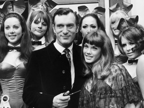 Sept. 5, 1969: Hugh Hefner, head of the Playboy Clubs, on a visit to his London club in Park Lane, London.