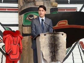 Prime Minister Justin Trudeau speaks at the closing ceremony for the National Inquiry into Missing and Murdered Indigenous Women and Girls in Gatineau, Que.