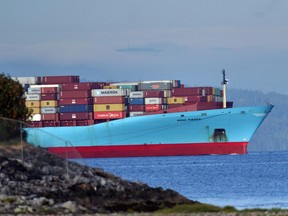 The Anna Maersk arrives in Tsawwassen, British Columbia.