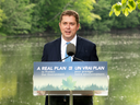 Conservative Leader Andrew Scheer delivers a speech on the environment in Chelsea, Que., on June 19, 2019. 
