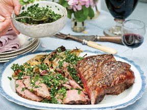 Barbecued Round Steak with Chimichurri & Charred Chicory