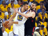 Golden State Warriors center Andrew Bogut and Toronto Raptors center Marc Gasol during Game 3 of the 2019 NBA Finals.