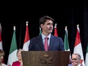 Prime Minister Justin Trudeau gives remarks at a reception held in honour of Italian Heritage Month in Vaughan, Ont., on Friday, June 14, 2019.