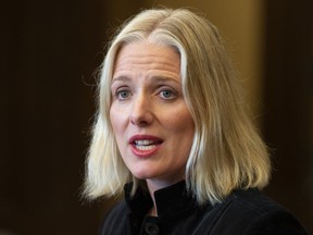 Environment and Climate Change Minister Catherine McKenna speaks in the Foyer of the House of Commons in Ottawa, May 3, 2019.