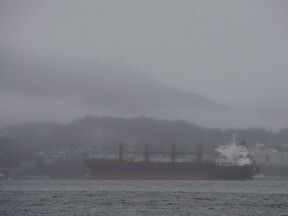 A ship is moored in Prince Rupert, B.C., on December 11, 2012. A Senate committee says the Trudeau government's bill to ban oil tanker traffic off British Columbia's northern coast will divide the country, inflame separatist sentiment in Alberta and stoke resentment of Indigenous Peoples. Worse, the Senate's transportation and communications committee says the bill is a cynical, intentional bid to cripple the economy of Prairie provinces, particularly Alberta, and curry political favour elsewhere in the country.
