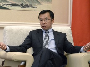 Ambassador of China to Canada Lu Shaye speaks during an interview with