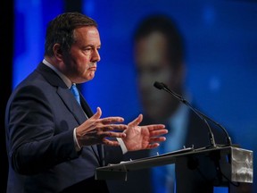 Alberta Premier Jason Kenney speaks to the annual Global Petroleum Show in Calgary, Alta., Tuesday, June 11, 2019. The Alberta government is limiting debate on a contentious bill that strips away some bargaining rights for 180,000 public sector workers.