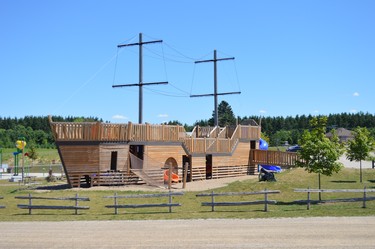 Highland Pines Campground is an ideal location for families, with extraordinary playgrounds for the kids -- including this life-sized pirate ship!