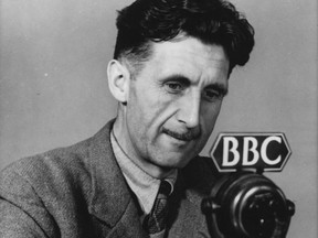 George Orwell is seen in a 1945 BBC photo. Throughout Orwell's remarkably prolific and often penniless working life, the novelist's chief concern was the susceptibility of intellectuals to the allure of totalitarianism, writes Terry Glavin.