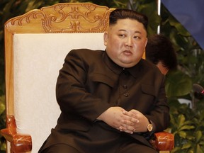 Kim Jong Un, North Korea's leader, looks on during a meeting with Nguyen Xuan Phuc, Vietnam's prime minister, at the government office in Hanoi, Vietnam, on Friday, March 1, 2019.