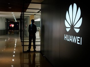 A Huawei company logo is seen at a shopping mall in Shanghai, China on June 3, 2019.