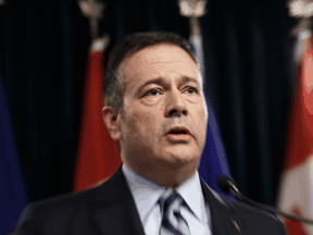 Alberta Premier Jason Kenney speaks about Bill 12, the turn-off-the-taps legislation, during a press conference at the Alberta Legislature in Edmonton, on May 1, 2019.