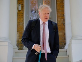 Conservative MP Boris Johnson leaves a house in London on May 30, 2019.