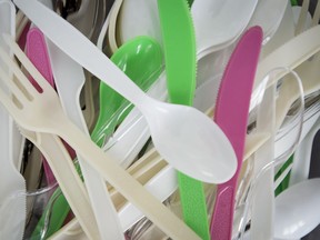Plastic cutlery is pictured in North Vancouver, B.C. Monday, June, 10, 2019.