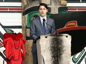 Prime Minister Justin Trudeau speaks during the closing ceremony of the National Inquiry into Missing and Murdered Indigenous Women and Girls in Gatineau, Quebec, June 3, 2019.