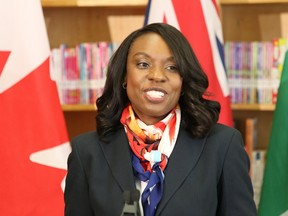 Minister of Education Mitzie Hunter made a stop at Ecole catholique St. Dominique in Sudbury, Ont. to announce a boost in special education funding for Northern Ontario school boards on Friday May 19, 2017.