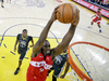 Toronto Raptors center Serge Ibaka dunks the ball against the Golden State Warriors during Game 4 of the NBA Finals.