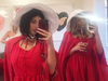 Kylie Jenner poses with her friend on Instagram stories during her Handmaid's Tale party.