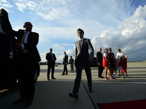 Prime Minister Justin Trudeau arrives at Joint Base Andrews, Maryland on Wednesday, June 19, 2019.
