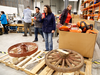 Wagon wheels for sale at the GCSurplus government surplus sale on June 15, 2019 in Ottawa.