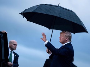 U.S. President Donald Trump arrives at Osaka International Airport in Japan on June 27, 2019, for a G20 summit.