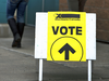 A voting sign for the federal election in Edmonton on Oct. 19, 2015.