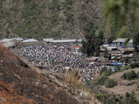 Residents are seen at the weekly market of Lalibela town in the Amhara region of northern Ethiopia  February 2, 2019.