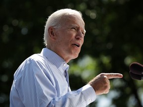 In this file photo taken on May 18, 2019 former US vice president Joe Biden speaks during the kick off of his presidential election campaign in Philadelphia, Pennsylvania. - A nationwide Fox News poll released on June 16, 2019 shows President Donald Trump trailing former vice president Joe Biden and no fewer than four other Democratic contenders as early campaigning for the 2020 election begins to gain steam.A separate survey of battleground states, by CBS, shows Democrats strongly favour Biden as the candidate most likely to beat Trump in next year's elections.