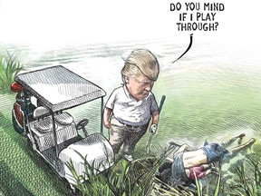 Within hours of his anti-Trump cartoon proving popular on social media, Michael de Adder was released from his freelance contract with Canada's Brunswick News company.