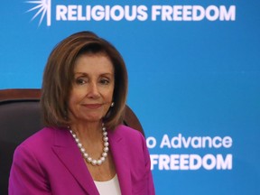 House Speaker Nancy Pelosi (D-CA) participates in the second Ministerial to Advance Religious Freedom, at the Department of State, July 16, 2019 in Washington, DC.