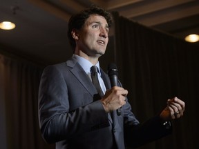 Canadian Prime Minister Justin Trudeau speaks to the crowd during a Liberal Party event in London, Ont., on Thursday, July 4, 2019. Justin Trudeau says U.S. President Donald Trump did make good on his pledge to raise the plight of the two Canadians imprisoned in China with President Xi Jinping.
