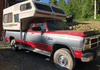 The red and grey Dodge pickup truck being driven by Kam McLeod and Bryer Schmegelsky.