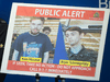 Security camera images recorded in Saskatchewan of Kam McLeod, 19, and Bryer Schmegelsky, 18, are displayed at a RCMP news conference.