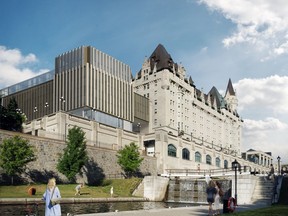 An artist's rendering of a proposed addition to the Chateau Laurier in Ottawa is seen in this undated handout photo.