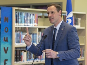 Quebec education minister Jean-Francois Roberge announces a $1.7 billion investment into school expansion and construction at a news conference Monday, June 17, 2019 in Chambly, Que.THE CANADIAN PRESS/Ryan Remiorz