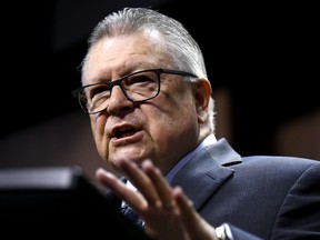 Minister of Public Safety and Emergency Preparedness Ralph Goodale speaks during an announcement on Parliament Hill in Ottawa on Thursday, May 16, 2019. Public Safety Minister Ralph Goodale says Canadians will have to wait until after this fall's federal election to find out whether China's tech giant Huawei will win the contract for its next generation 5G wireless network.