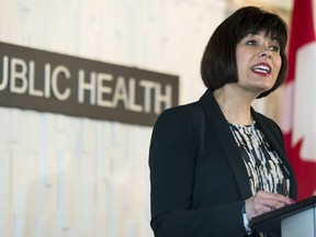 Health Minister Ginette Petitpas Taylor speaks during an announcement at UBC in Vancouver, on April 23, 2019. The Liberal government is moving forward with funding for a new cancer research network that aims to advance the science of individually customized cancer treatment.