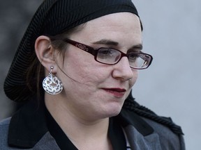 Caitlan Coleman leaves court in Ottawa on Wednesday, March 27, 2019. Defence lawyer Lawrence Greenspon is suggesting former Afghanistan hostage Coleman lied to the court this week when she said she got approval from her lawyers to talk the media in the middle of her estranged's husbands sexual-assault trial.