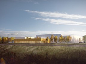 An artist rendition of the new Parks Canada building that will house the 25 million archaeological and historical artifacts collection in Ottawa is seen in this undated handout image provided July 23, 2019. The agency says the building is designed specifically for the purpose of preserving the objects for the benefit of future generations.