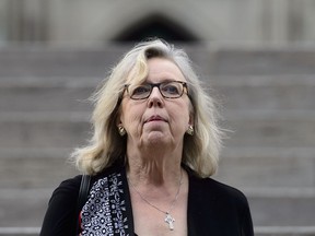 Green party leader Elizabeth May makes her way from Parliament Hill in Ottawa on Tuesday, June 18, 2019. With exactly three months until Canadians vote in the next federal election, May says her big hope for the final result is a minority government over which she can exert some influence.THE CANADIAN PRESS/Sean Kilpatrick